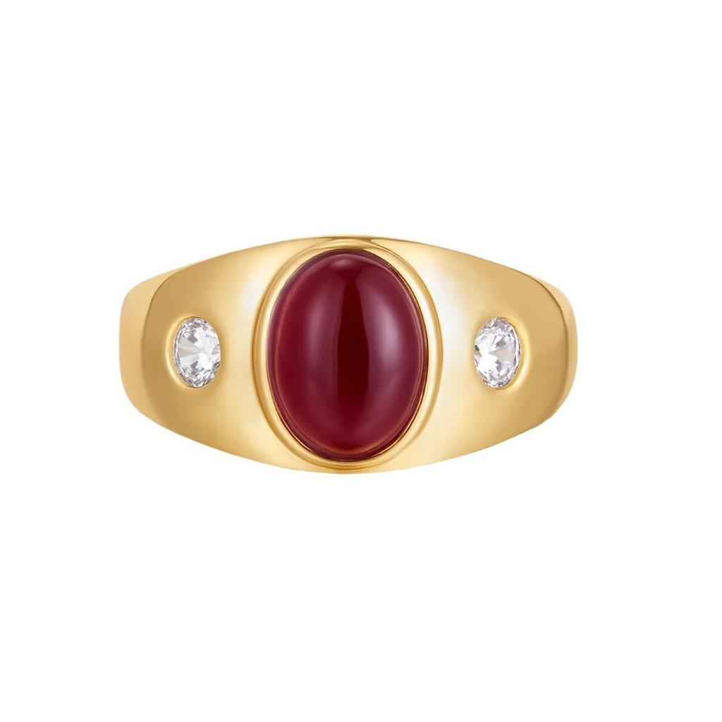 Niche French Retro Burgundy Gemstone Design High Sense Light Luxury Fashion Ring Ring Female Explosion