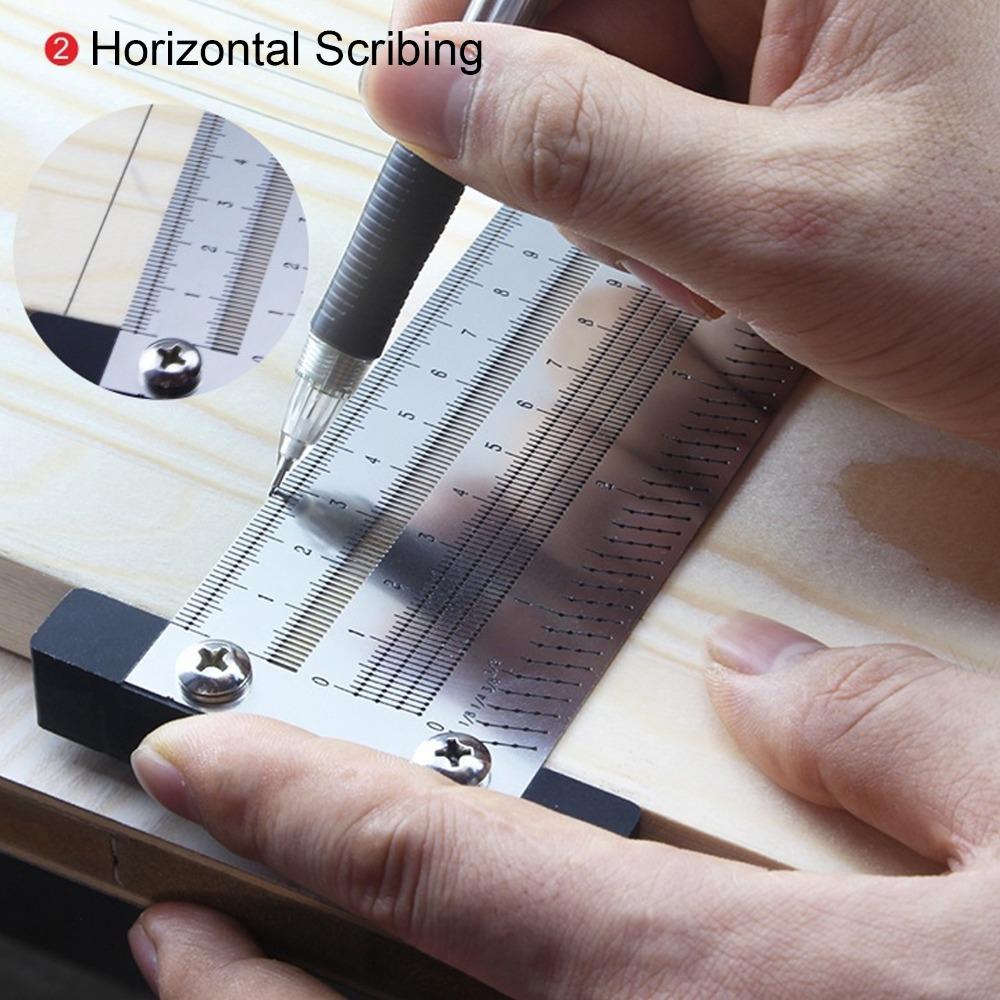 4 Inch T Square Measuring Ruler Stainless Steel Woodworking Scribing Tool Woodworking