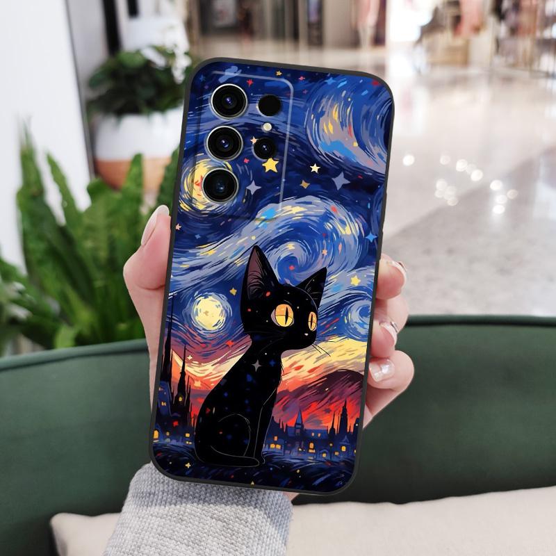Star Cat Phone Case For Samsung Galaxy S25 FE S24 S23 S22 S21 S20 S10 S10E Ultra Plus Note 20 Ultra 10 Plus Cover