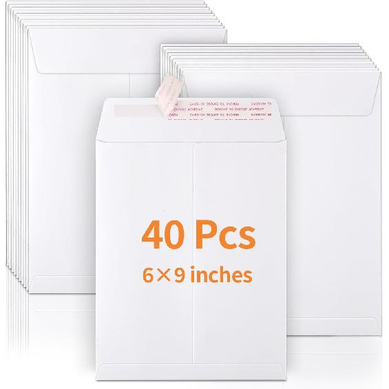 40 Pack Catalog Envelopes Self Seal, 6 x 9 Inches Catalog Mailing Envelopes,White Manila Envelopes for Mailing, Organize, Storage, Home, Office