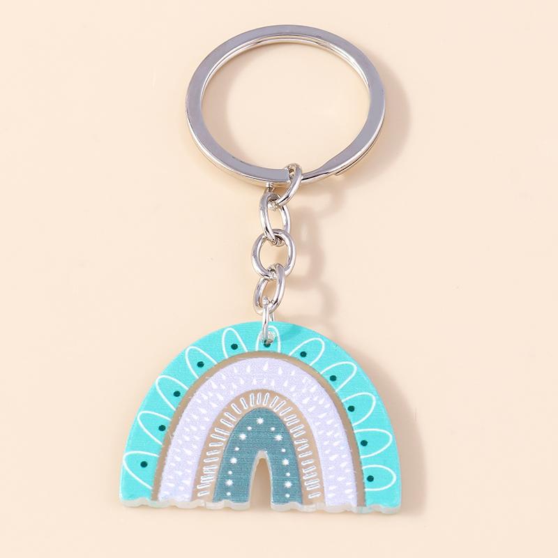 Colorful Rainbow Keychain Smile Cloud Key Rings Resin Key Chains for Women Girls Handbag Gift Jewelry Accessories