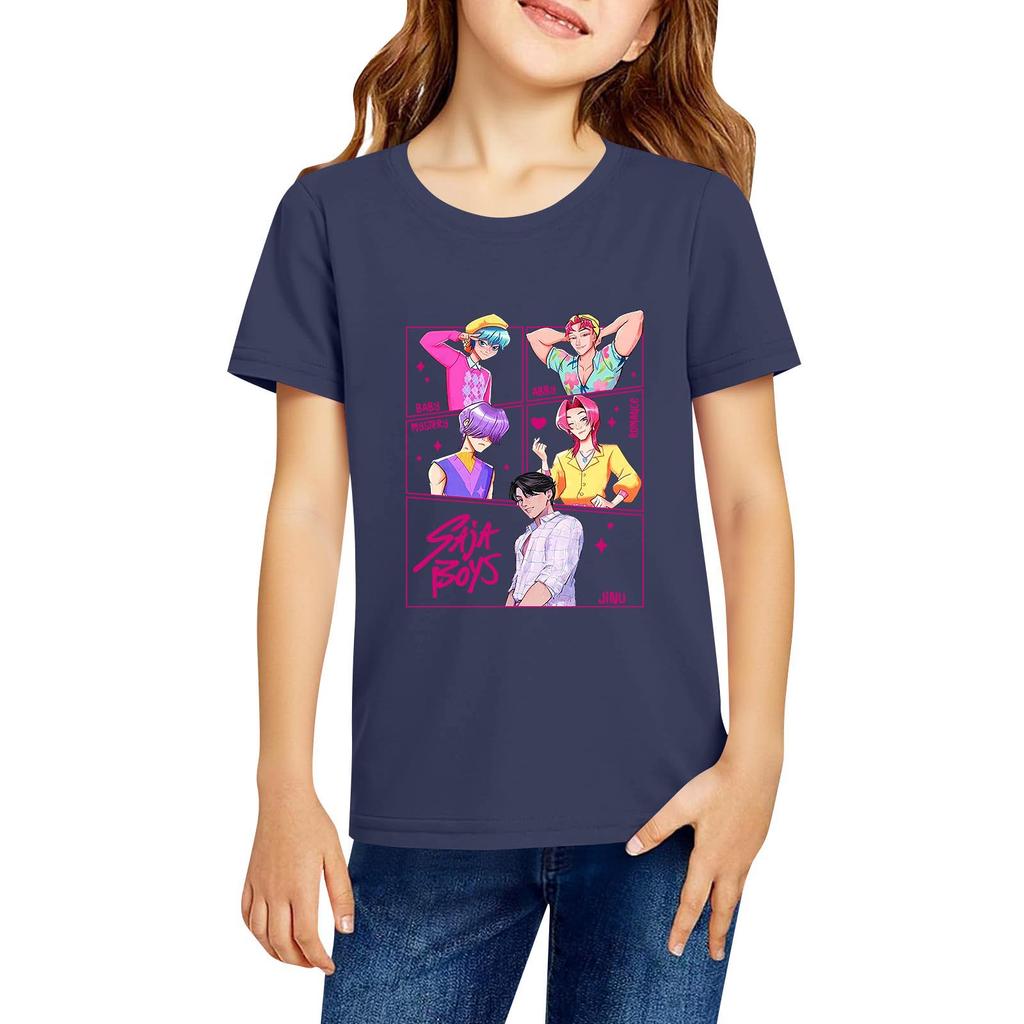 Fashionable Round Neck Short Sleeve Work Clothes Printed Tops For KID Summer Tops