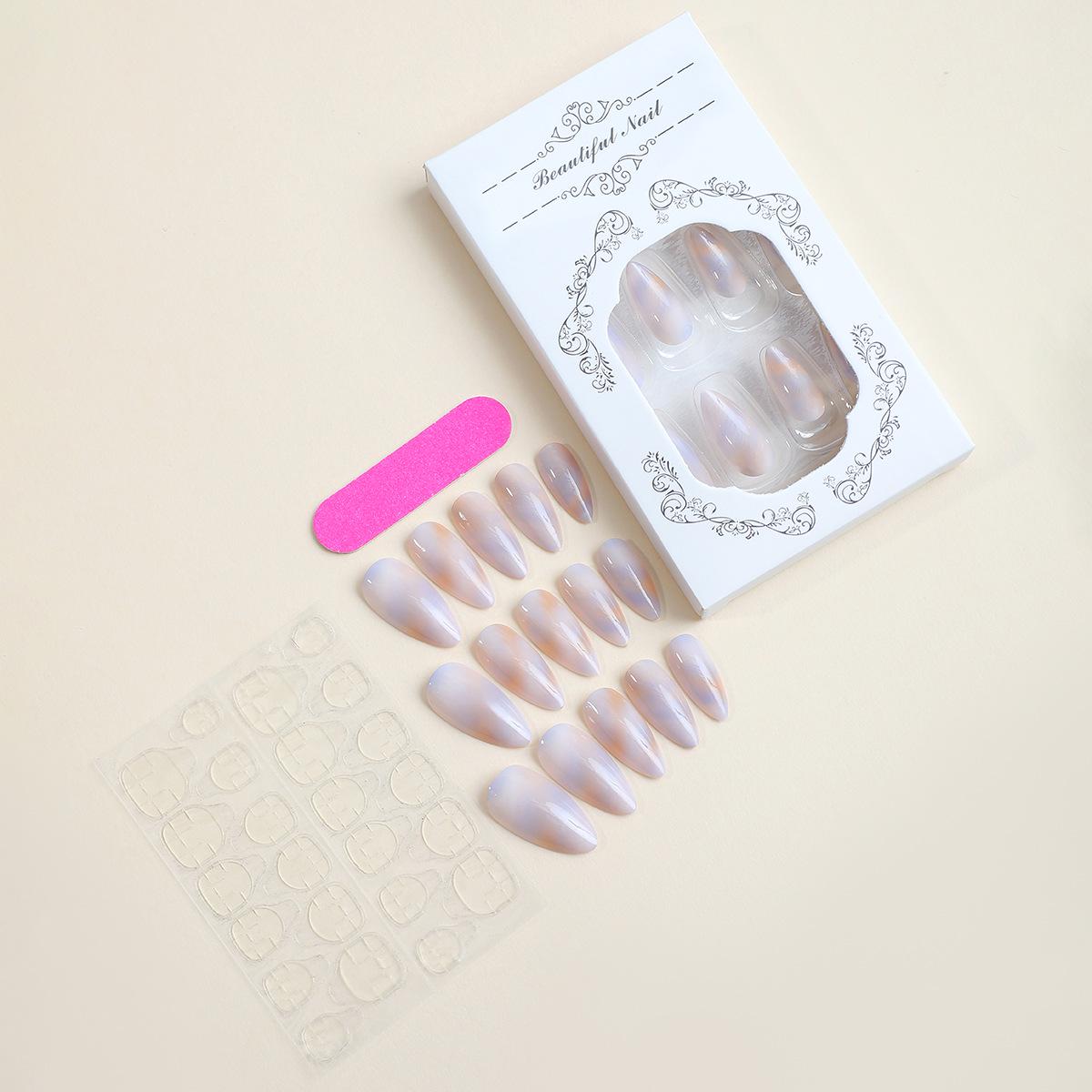 

Европейский и американский мраморный градиент носимые ногти: Съемный Простой Набор для Маникюра с Накладными Ногтями