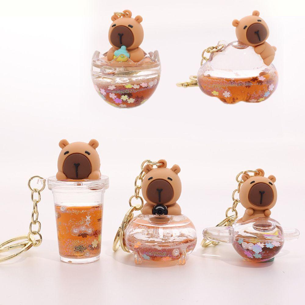 Porte-clés Capybara Cobaye Bobblehead Bouteille à Sable Coulant Pendentif Sac à Dos Capybara Accroches