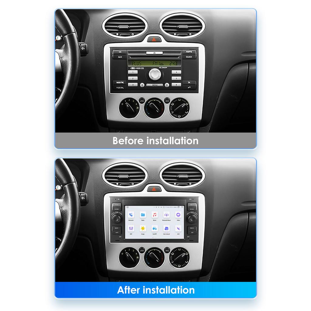 Hizpo Intelligens 2Din 7 hüvelykes Android Auto Autórádió Ford Focus 2 Mondeo S/C Max Kuga Fiesta Fusion GPS Navigáció RDS FM DSP UI7862 CarPlay