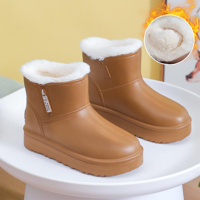 Зимние теплые утепленные ботинки из ЭВА с нескользящей подошвой из мягкого однотонного хлопка 37 кофейный