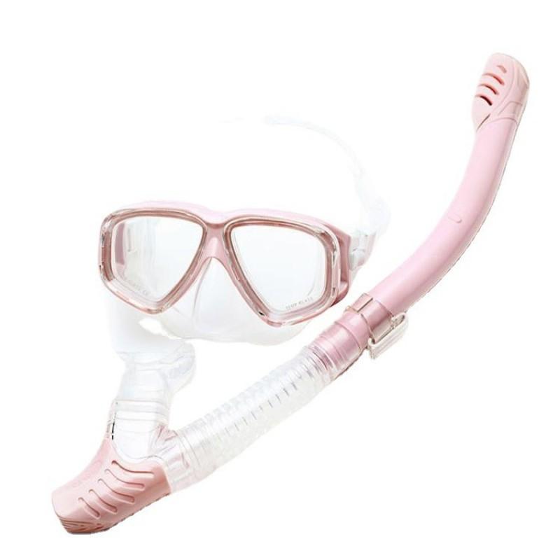 Anti-fog Diving Mask With Snorkel Set Tempered Glass Silicone Snorkeling Swimming