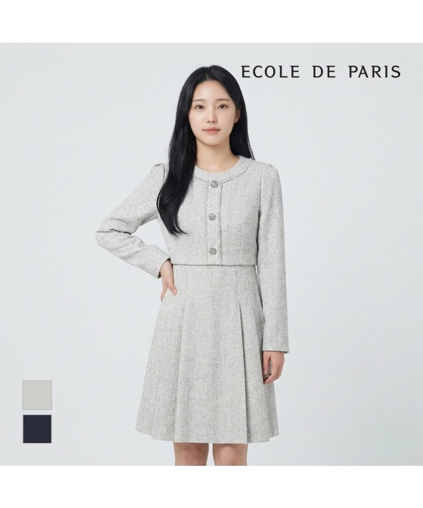 ECOLEDEPARIS Round Neck Three-Button Dress_Rb33Woce34Z