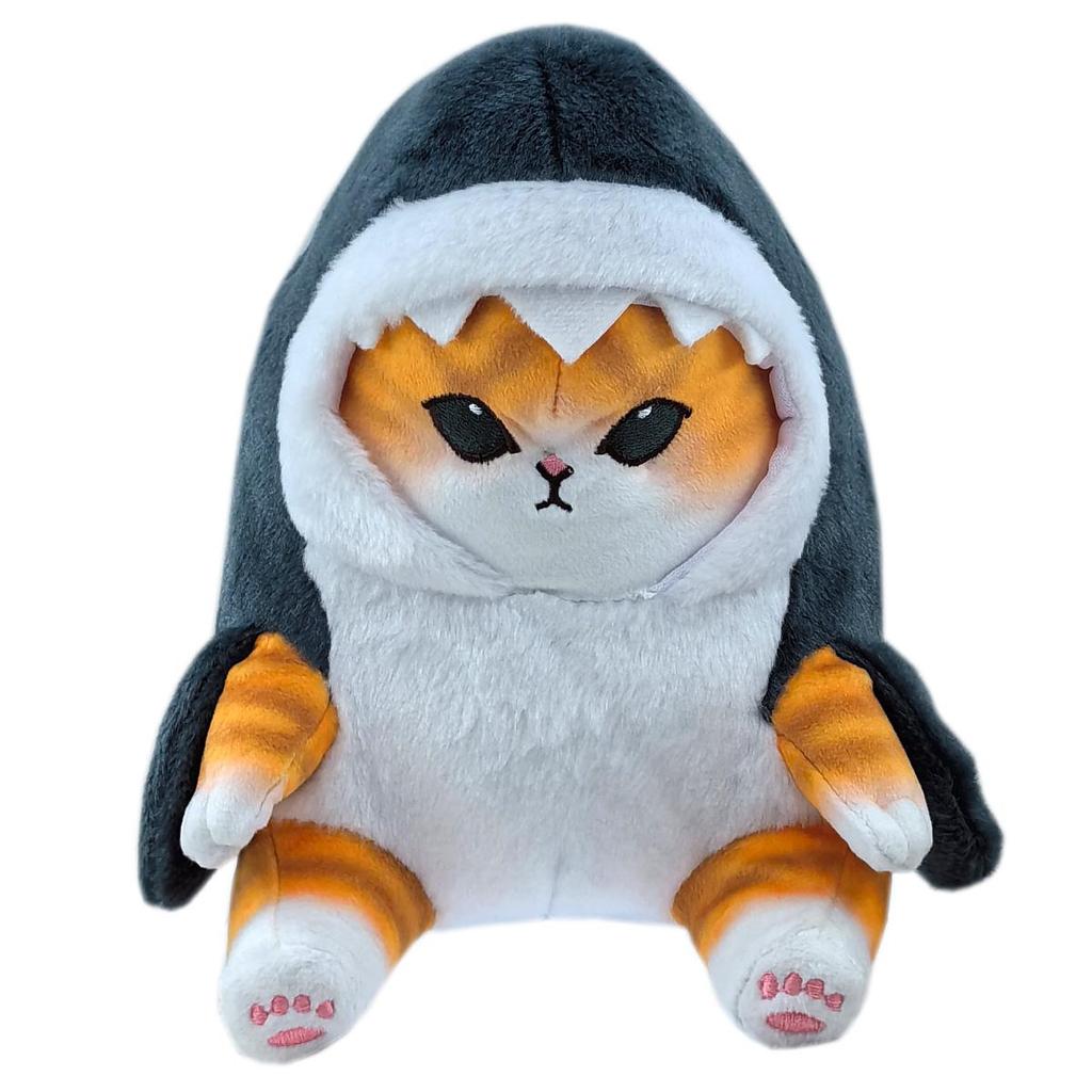 Adorable Japanese Cat & Shrimp Pendant Plush Toy: Shark Figure Doll for Kids
