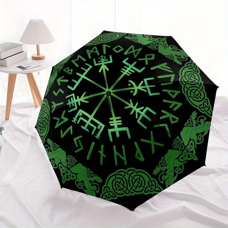 Viking Vegvisir Compass Umbrella, Portable 3-Fold Umbrella for Men & Women,Christmas Gift ES165