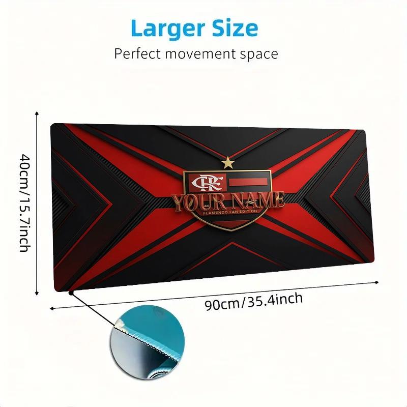 Clube De Regatas Flamengo Custom Name Large Size Mouse Pad Large Gaming Table Cushion Non-slip Laptop Tablet Big Mousepad XXL Mat Mini PC Playmat With