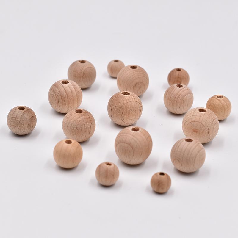 50pcs Beech Wood Round Pearl Ball Wooden Spacer Craft Beads Farmhouse Decor Jewelry Making