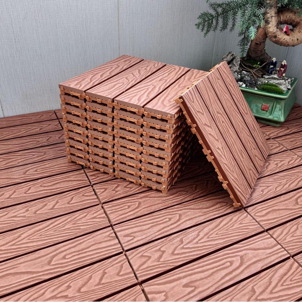 Wasserdichte, wartungsfreie WPC-Terrassendielen für Terrassen, Gärten und Balkone - Selbstverlegend und korrosionsbeständig