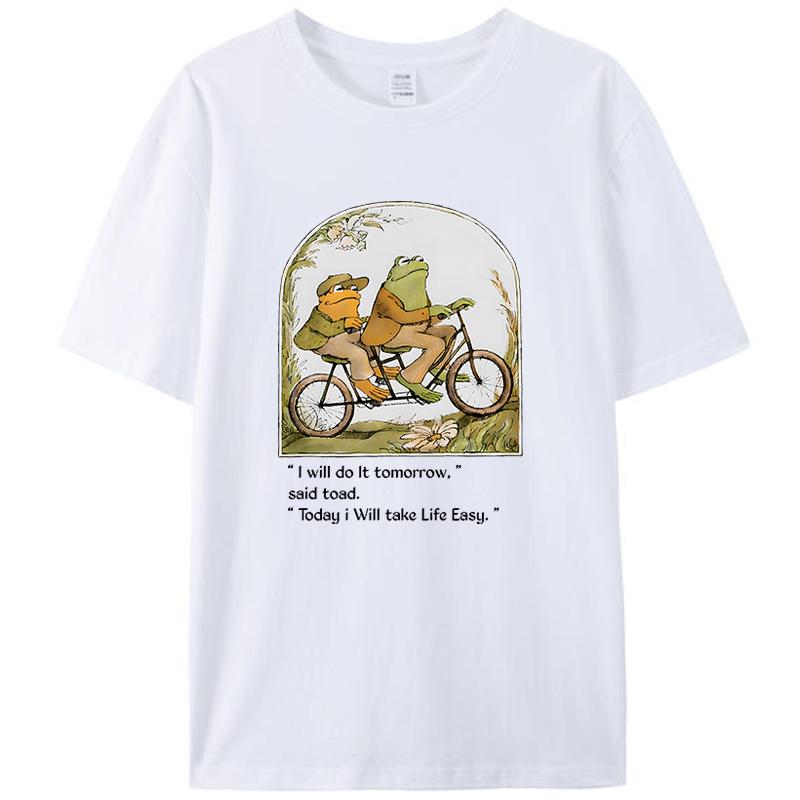 Frog And Toad Shirts I Will Do It Tomorrow Vintage Men's T Shirt Women Clothing Classic Tee Graphic T-Shirt Funny Tops