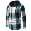 Men's Classic Retro Plaid Shirts Long Sleeve Shirt Jacket with Hood Casual Plaid Shirt for Men Lightweight Work Shirts