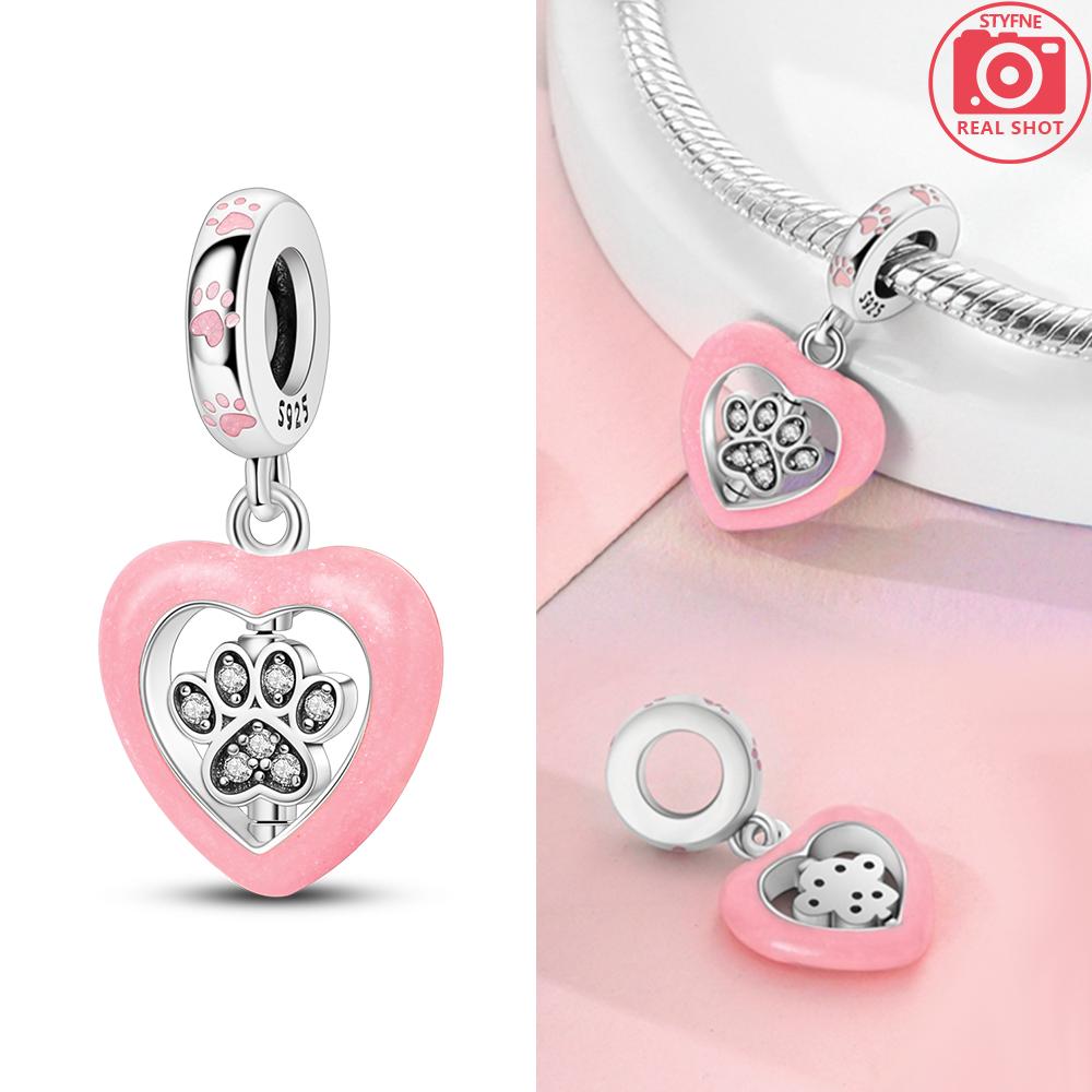 Copper Original Charms Love Heart Dog Cat Paws Pendant Beads Fit Mula Bracelet Diy Jewelry For Women Gift