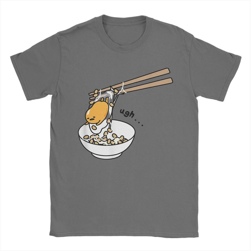 Gudetama Essstäbchen T-Shirt Herren Baumwolle Oberteile Bedruckt Rundhals Kurzarm