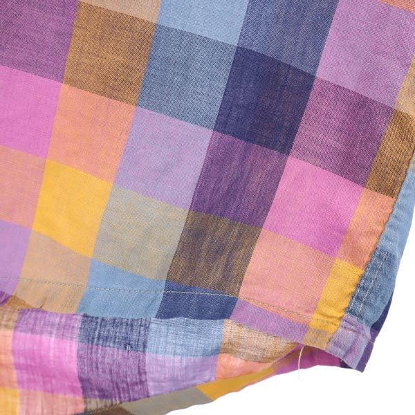 Career Club 70s vintage Check Pattern Long sleeve half button Button down shirt Men's Used