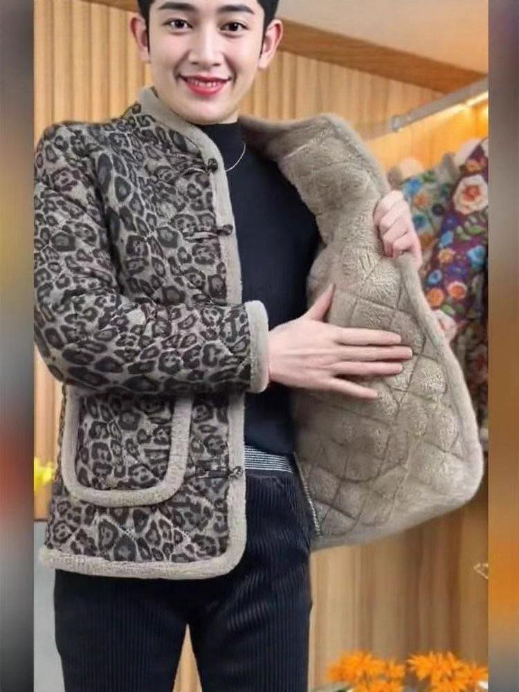 Mom's Petite Plus Velvet Cotton Jacket - Autumn/Winter, Middle-Aged and Elderly Women's Warm Lightweight Short Coat