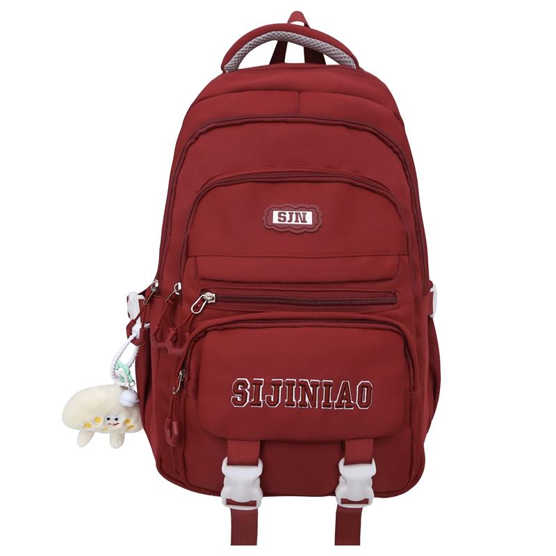 

Школьный рюкзак для учащихся младших классов средней школы, женский рюкзак с вышивкой, мужской рюкзак большой вместимости, легкий рюкзак красный
