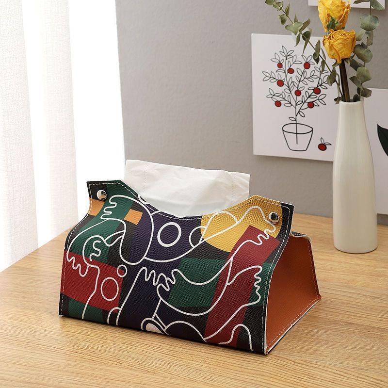 1/2pcs Minimalist PU Leather Tissue Box Cover, Simple Design for Living Room Kitchen Office, Multi-Purpose Home Organizer