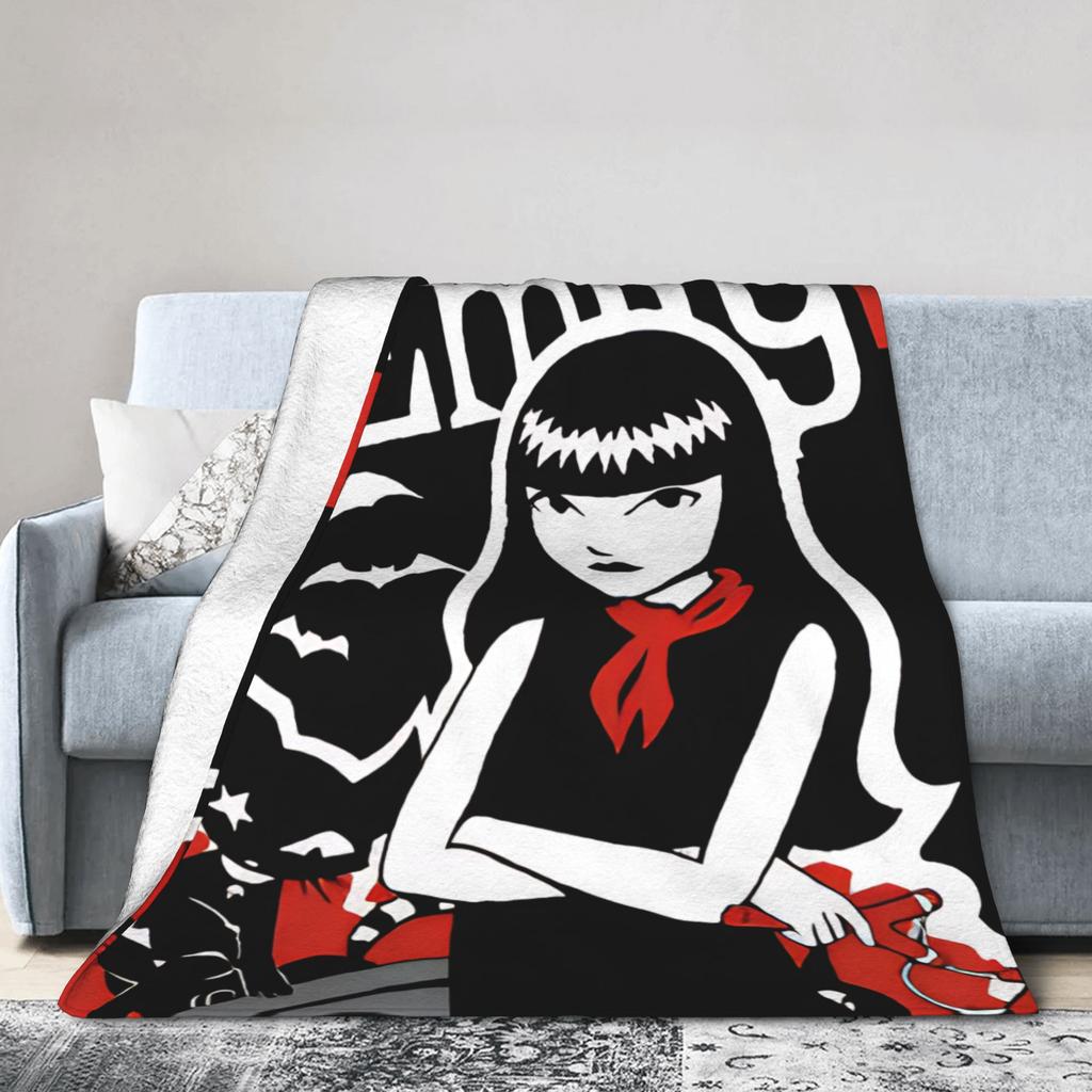 E-Emily the Strange Blanket Cover Fleece Throw Blanket Bedding Couch Portable Soft Warm Bedspreads,