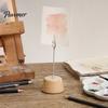 Place Card Holder Wood with Metal Clip, Small Table Number Name Sign Waterproof Wooden Clip Holder, Memo Note Photo Stand for Wedding Party Restaurant