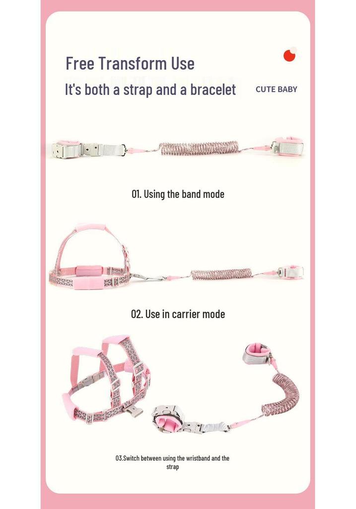 Baby & Toddler Dual-Use Anti-Lost Leash Set: Wristband, Harness & Stroller Strap