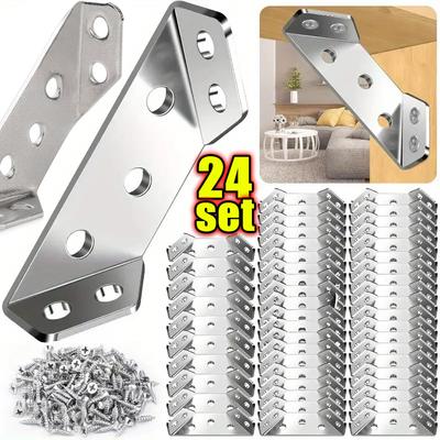 Corner Brackets Stainless Steel Furniture Angle Shelf Connector Cabinet Support Fixing Frame Corner Brace with Screw