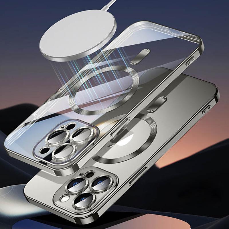 Applicable To IPhone16pro New Mobile Phone Case Apple Electroplated Magnetic Lens Film Full Package Anti Fall Protection Case 14p