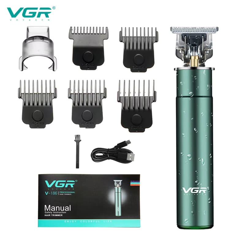 

VGR V-186 Professional Men s Rechargeable Electric Hair Clippers with Carved T-shaped Blade USB Clippers with Washable Oily Hair Clippers Home Shaver