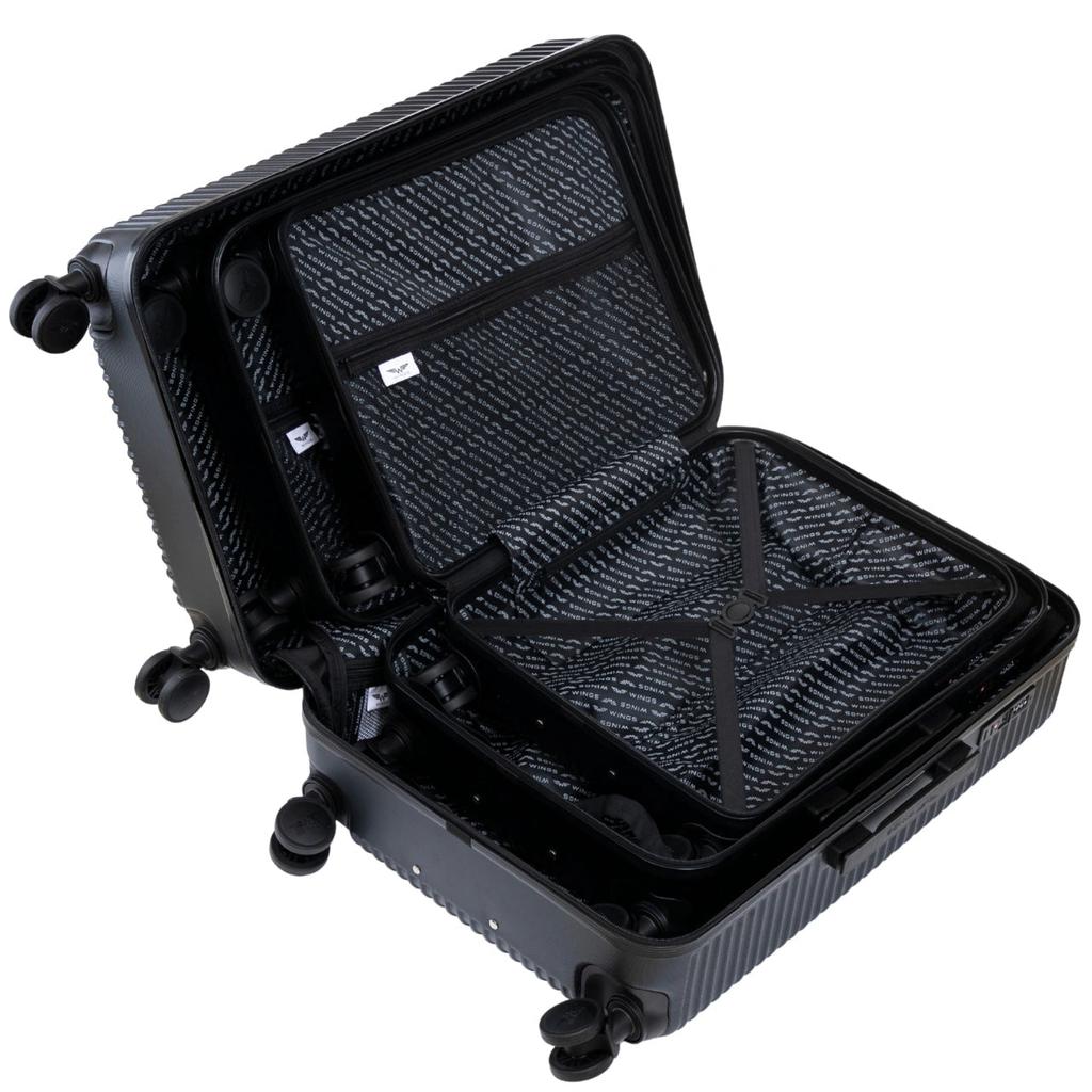 Set of 3 Wings Pc Eco Black Suitcases