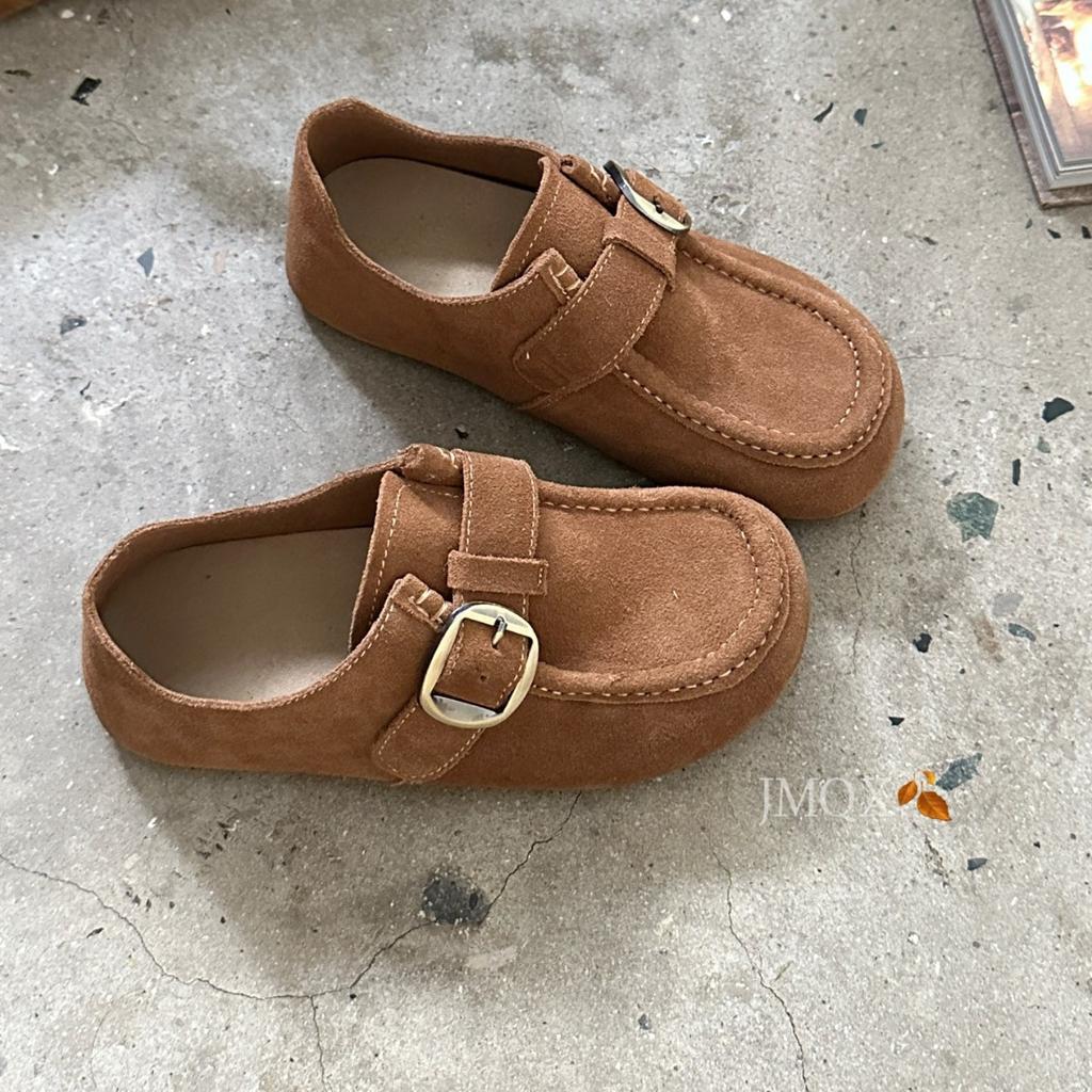 Retro suede platform Boken shoes women's 25 autumn new soft-soled beanie shoes French high-end casual beanie shoes