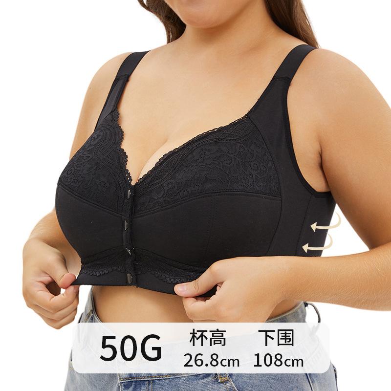 A-G Cup 34-50 Super Large Size Bra Popular In Europe and America, Large Cup Front Buckle Lace Fashion Underwear