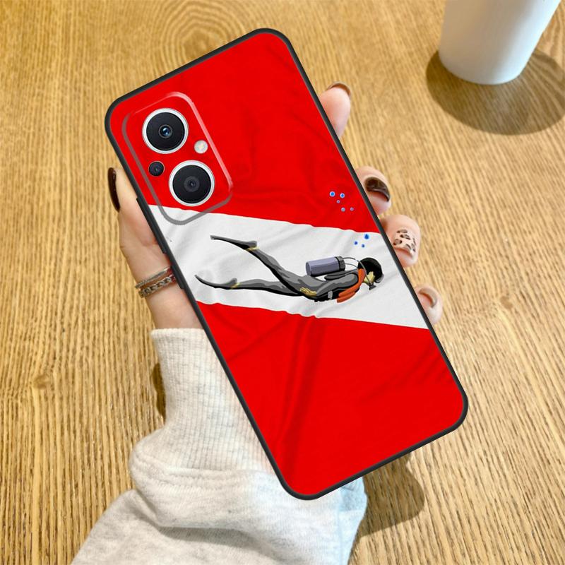 Diver Down Diving Flag Funda For OPPO Reno 13 F 14F 12F 11F 8T 7 8 Lite 10 11 12 14 OPPO Find X5 X6 X8 X9 Pro Case