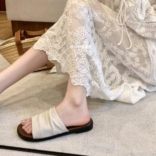 Yuanlitong Flat-bottomed Slippers Women's Fashion Fashion One-word with Soft-soled Sandals 2025 Summer New Korean Version of Women's Shoes