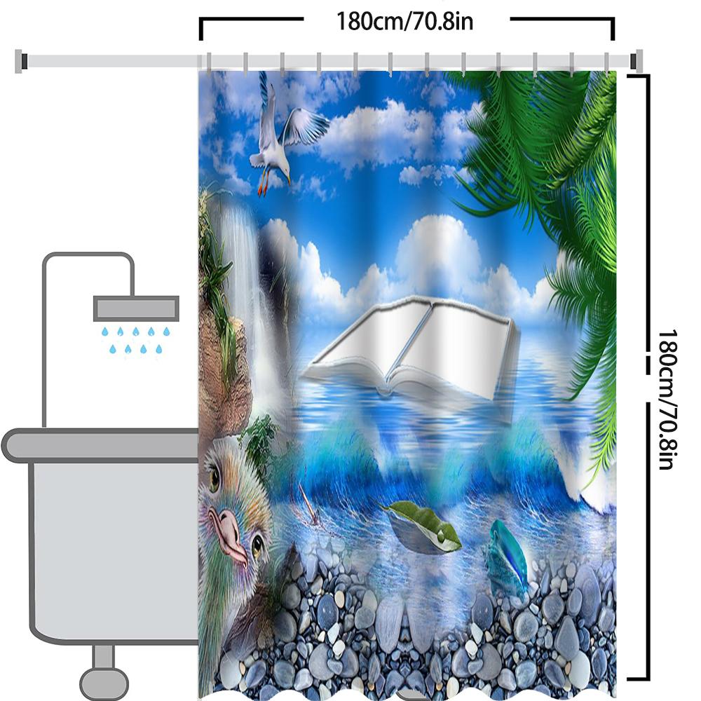 Beach scenery pattern Bathing Curtain  Bathroom Shower Curtain Waterproof With 12 Hooks Home Deco Free Ship