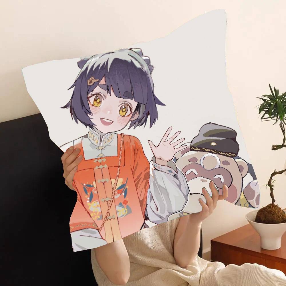 Mao Xiangling Anime Genshin I-Impact Game Pillow Case Fashion Square Pillowcase Bedroom Sofa Room Ins Decoration Leisure