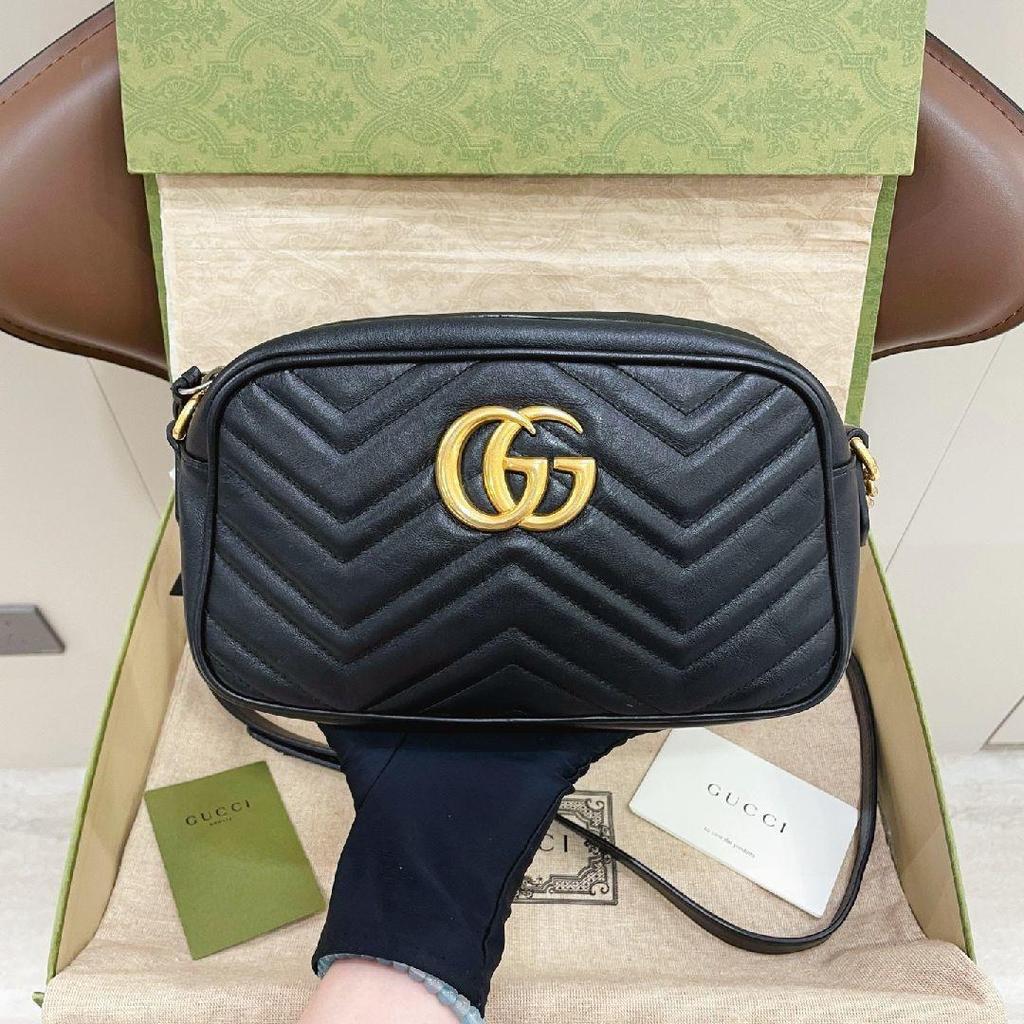 [Pre-Owned] Gucci GG Marmont Small Matelassé Shoulder Bag 'Black' - Excellent #14YGZT9