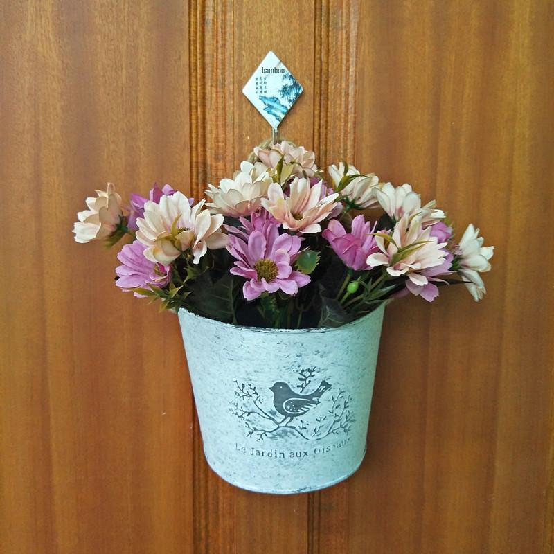 Vintage Wrought Iron Wall-Mounted Flower Pot and Hanging Basket