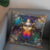 2D Colorful Beetle In Ornate Frame Throw Pillow Pattern Cushion Cover Suitable For Sofa Bedroom Car Pillow Cover