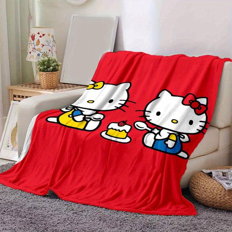 1pc. Hello Kitty Plush Blanket - Cute Cartoon Design for Home, Office, Outdoor Use, Gift Idea, Suitable for Al