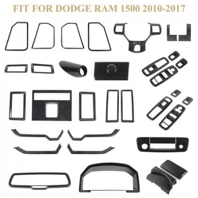 Carbon Fibe Interior Console Full Decor Door Cover Trim For Dodge RAM 1500 10-17