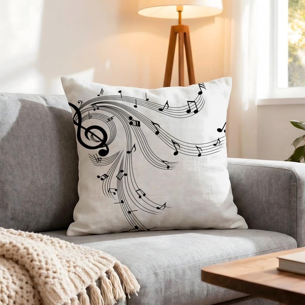 Art Sheet Music Printing Cushion Cover 1Pcs Decorative Covers Soft Cushion Case For Sofa Couch Decor 40X40 45X45 Pillowcases