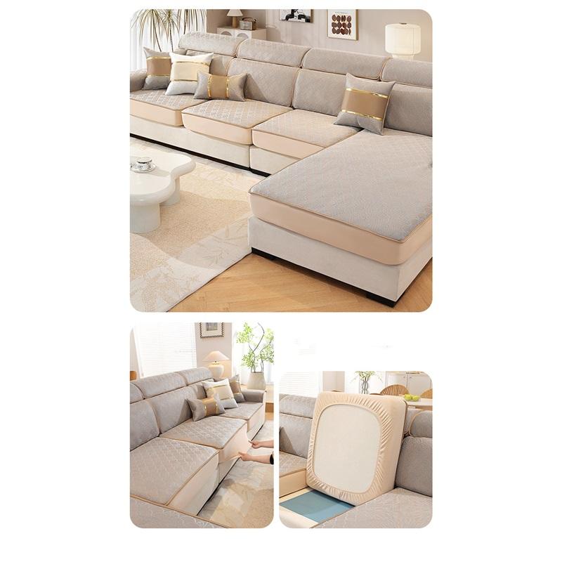 Housse de Canapé en Soie Fraîche Protection Complète Coussin de Canapé Coussin de Siège d'Été Housse de Canapé Antidérapante Pour Temps Chaud