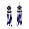 Trendy Ethnic Retro Multicolor Feather Beaded Circle Dangle Earrings