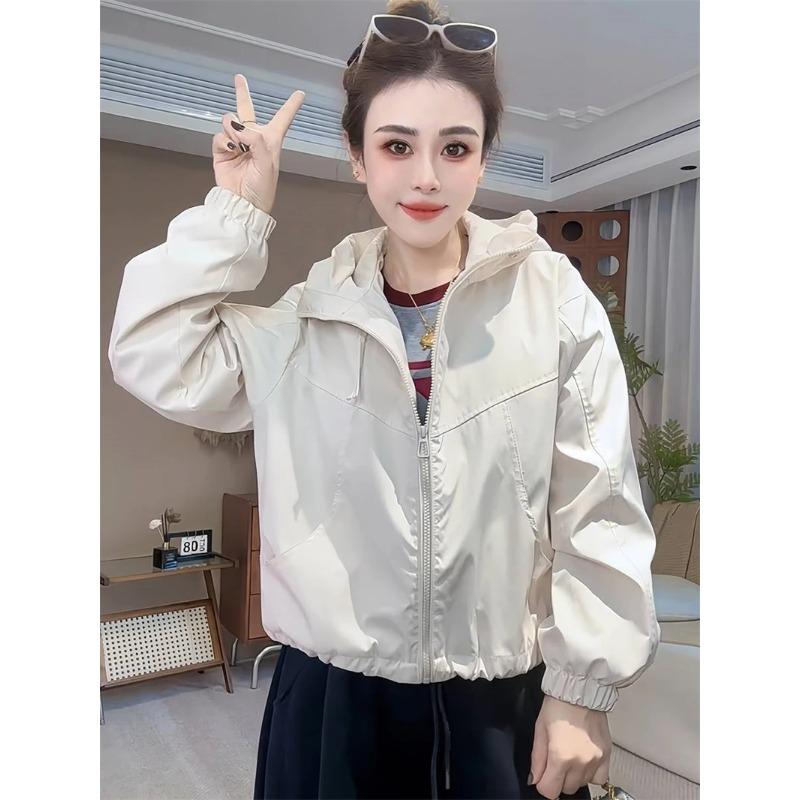 Fashion Hooded Short Jacket Women Streetwear Double Zipper Coat Casual Loose Outerwear Students Jackets Spring Autumn