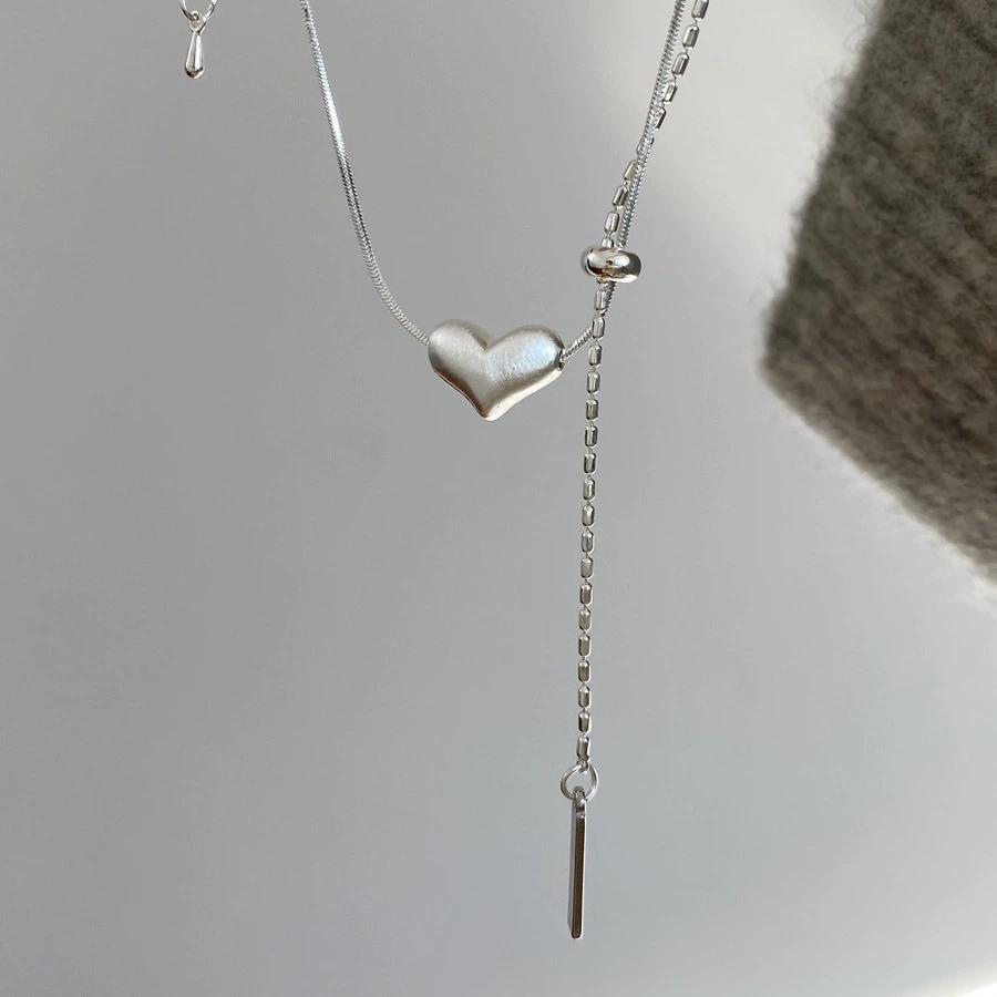 Chaîne de pull longue Pendentif cœur Colliers réglables Pour femmes Mode Nouvelle collection Automne Hiver Bijoux Cadeau Fête Quotidien