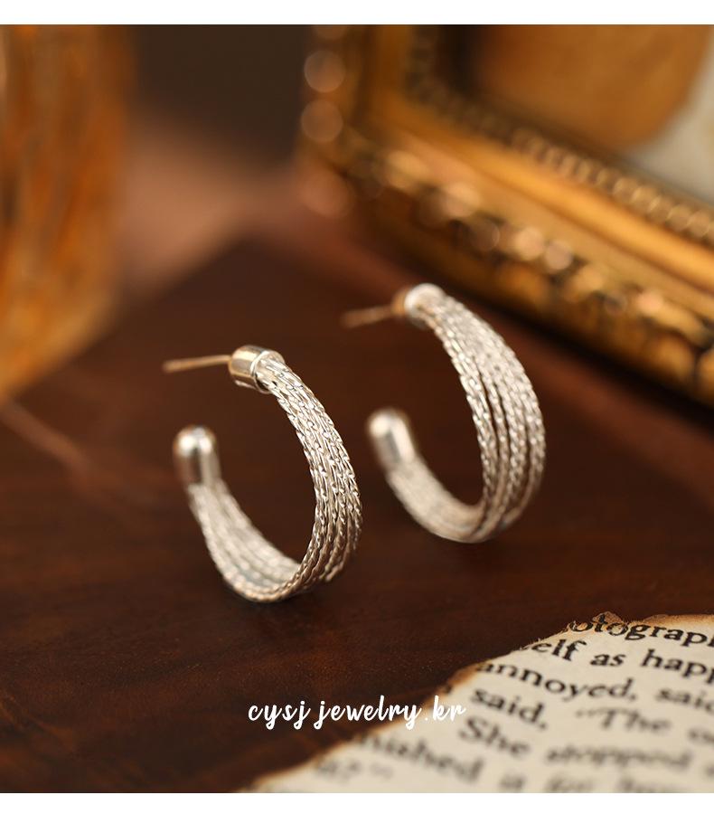 Cui Yan S925 Sterling Silver Korean Style Earrings - Women's C-Shaped Ear Cuff with Cold Fashion Appeal