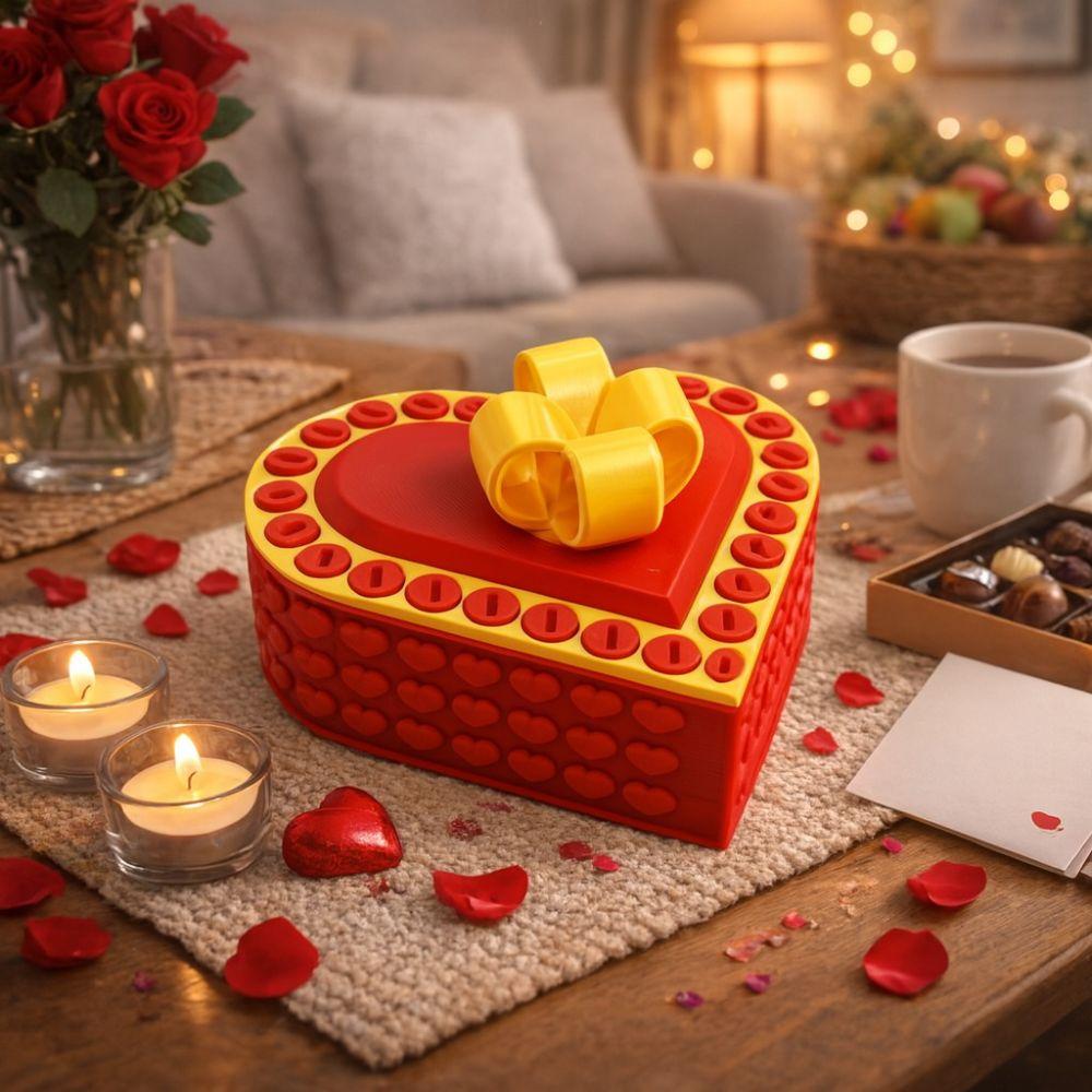 Unique Heart Shaped Annoying Gift Box 8 cm Detachable 3 D Printed Box Funny with Screws Take Apart Box Hobbies